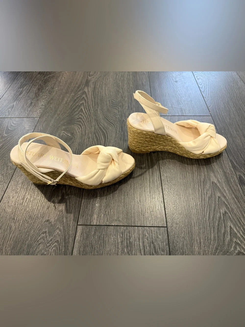 Stuart Weitzman Light Beige Espadrille Wedge Sandals - Picture 2 of 4